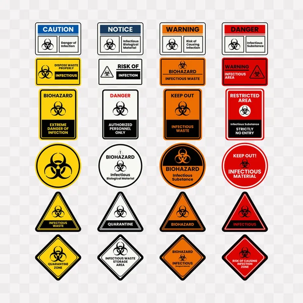 Infectius Bio Hazard Symbols Sign Collection Design Vector Illustration — Stock Vector