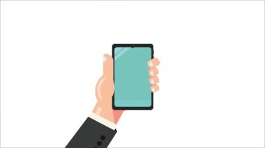 El ele tutuşan telefon animasyonu. Çevrimiçi kimlik doğrulama kavramı