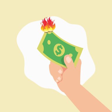 El ele tutuşan dolar nakit para vektör hisse senedi çizimi