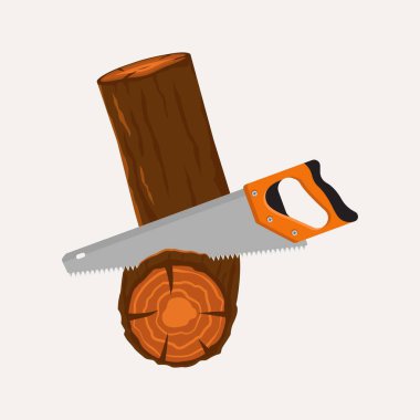 Testereyle ağaç dalları vektör çizimi