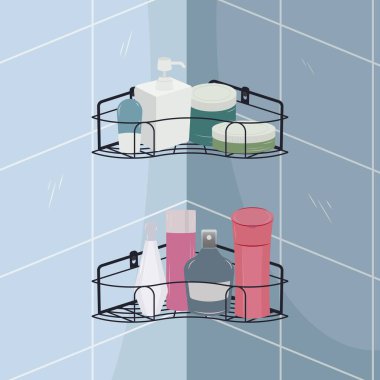 Banyo ekipmanı raf tasarımı illüstrasyonu