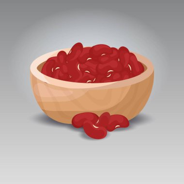 Tahta bir kasede kırmızı fasulye çizimi