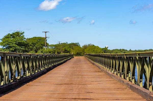 Stary Żelazo Drewniany Most Położony Miejscowości Pellegrini Corrientes Argentyna Ten — Zdjęcie stockowe