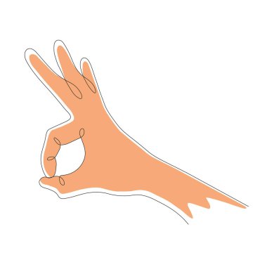 Minimalist çizgilerle çizilmiş parmakları gösteren bir el resmi. EPS 10 Vektörü.