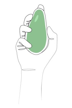 Avokado 'nun tek bir çizgiyle sürekli çizimi. vektör illüstrasyonu