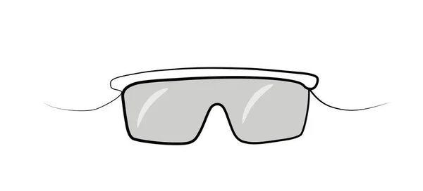 连续画在一条线上的眼镜 工业防护护目镜的病媒图解 — 图库矢量图片
