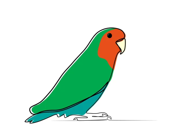 Continuous Drawing Parrot One Line Single Line Vector Graphic Illustration — Stock Vector