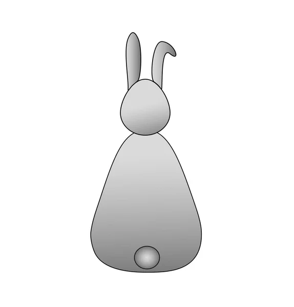 灰兔尾巴视图的矢量图解 复活节贺卡 — 图库矢量图片