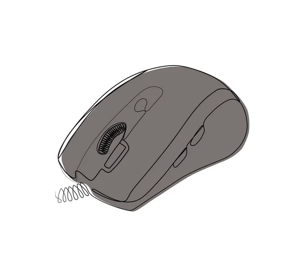 Průběžná Kresba Počítačové Myši Jednou Čárou Vektorová Ilustrace Minimalistický Design — Stockový vektor