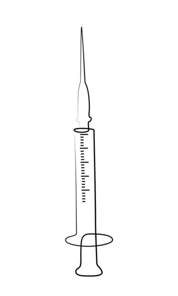 Continuous One Line Drawing Syringe Minimalism Modern Art Vector Illustration — Stock Vector
