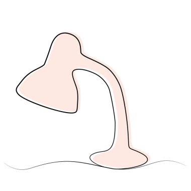 Masa lambasının tek bir çizgiyle sürekli çizimi. Modern minimalizm sanatının vektör çizimi, estetik taslak