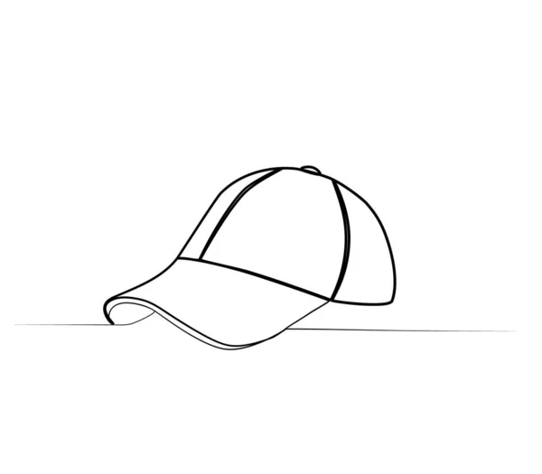Continuous Drawing Cap One Line Vector Image Linear Style — Stock Vector