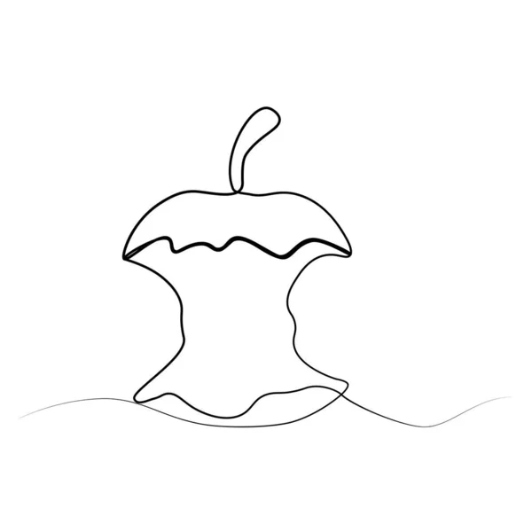 Kontinuerlig Teckning Ett Bitet Äpple Rad Minimalistisk Linje Vektorbild — Stock vektor