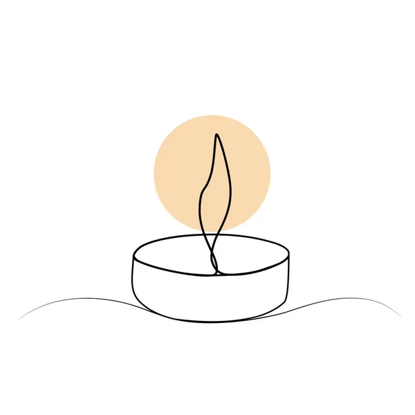 用一条线连画一根蜡烛 极小线 矢量图像 — 图库矢量图片