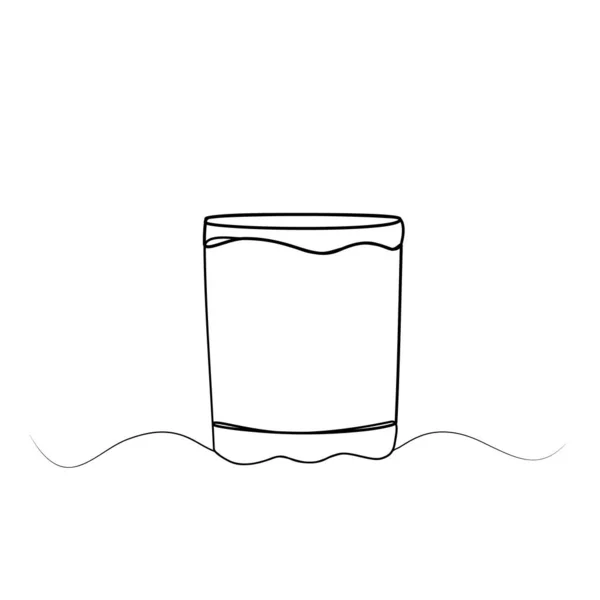 連続した1行の水のガラスの描画 ベクター画像 — ストックベクタ