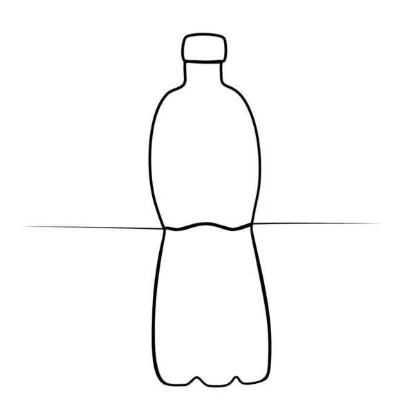 連続1行の水のボトルの描画 ベクター画像 — ストックベクタ