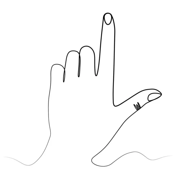 Desenho Contínuo Dedo Indicador Mão Uma Linha Imagem Vetorial — Vetor de Stock