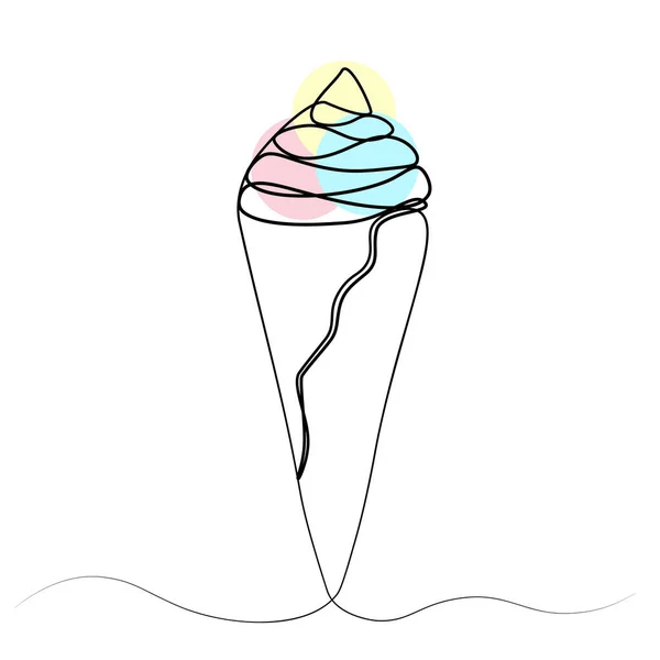 冰淇淋的连续单线绘图 矢量说明 — 图库矢量图片