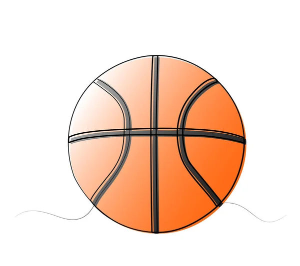 Continue Tekening Van Een Basketbal Met Één Lijn Vector Illustratie — Stockvector