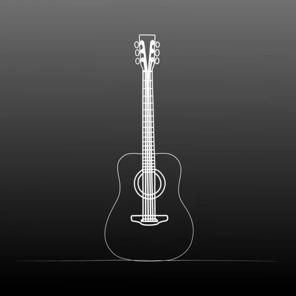 Desenho Contínuo Uma Guitarra Com Uma Linha Ilustração Vetorial Estilo — Vetor de Stock