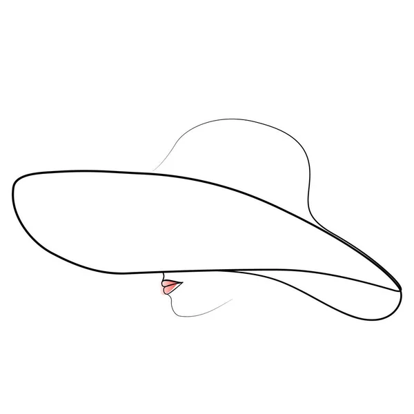 继续画一个戴帽子的女孩的一条线 矢量插图 连续单行样式 — 图库矢量图片