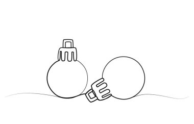 Tek çizgili bir Noel topunun sürekli çizimi. vektör illüstrasyonu.