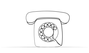 Antik bir telefonun sürekli tek satırlık çiziminin animasyonu. video