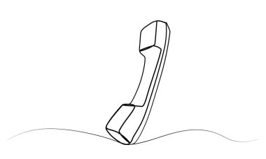 Eski bir telefon ahizesinin sürekli çizimi. vektör illüstrasyonu