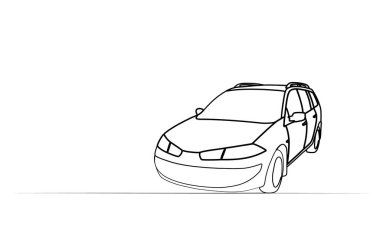 Tek şeritli bir arabanın sürekli çizimi. vektör illüstrasyonu