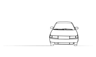 Tek şeritli bir arabanın sürekli çizimi. vektör illüstrasyonu