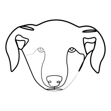 Tek çizgili bir köpeğin sürekli çizimi. vektör illüstrasyonu