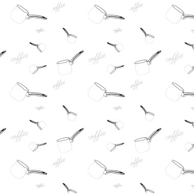 Devamlı kahve dizaynı. El çizimi logo vektör illüstrasyonu