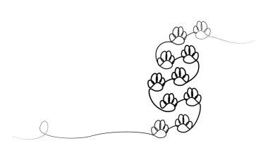 Tek sıra halinde sürekli hayvan izleri çiziyor. vektör illüstrasyonu