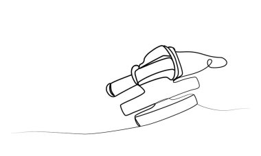 Tek satırla öğütücü aletin sürekli çizimi. vektör illüstrasyonu