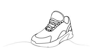 Tek sıra halinde sürekli çizilmiş ayakkabılar. vektör illüstrasyonu