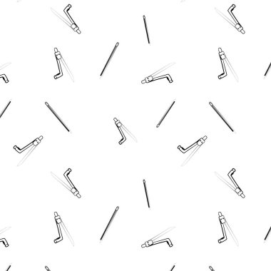 Tek sıra halinde çizmek için pusula deseni. Okul malzeme vektör illüstrasyonu