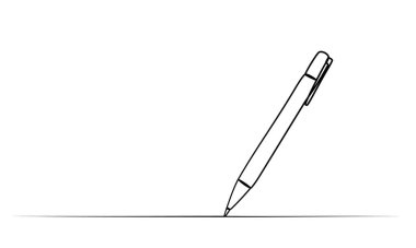 tükenmez kalemin sürekli tek çizgi çizimi. vektör illüstrasyonu