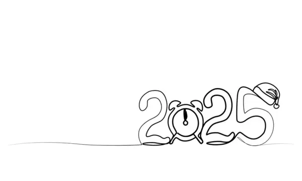Sürekli çizim 2025, tek bir çizgi ile. Vektör çizimi. Yeni yılın sembolü