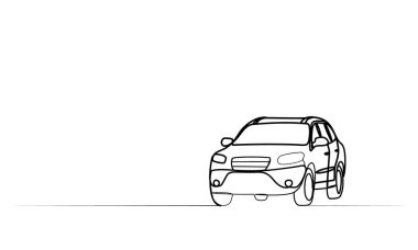Tek şeritli bir arabanın sürekli çizimi. vektör illüstrasyonu