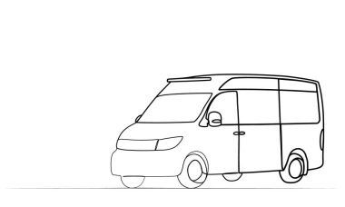 Tek şeritli bir arabanın sürekli çizimi. vektör illüstrasyonu