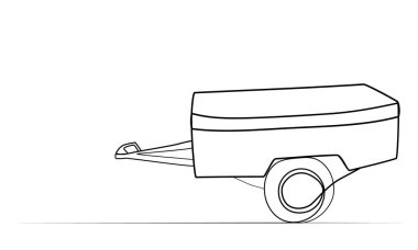 Tek çizgili sağlam bir karavan çizimi. Vektör illüstrasyonu