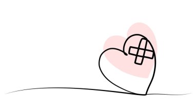 Tek bir satırda sürekli bir kalp çizimi. Sektör illüstrasyonu