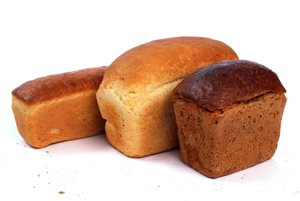 Berbagai Macam Roti Diisolasi Pada Latar Belakang Putih — Stok Foto