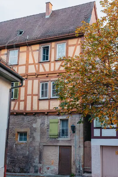 stock image The Old Fachwerk houses in Germany. Scenic view of ancient medieval urban street architecture with half-timbered houses in the Old Town of Germany