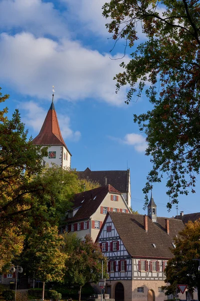 Bangunan Bersejarah Kota Tua Terkenal Freiberg Neckar Menara Jam Jerman — Stok Foto