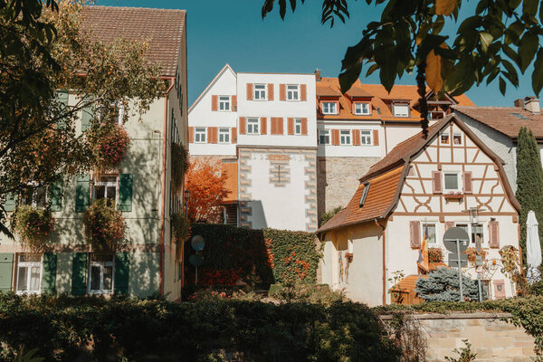 Old national German town house. Old Town is full of colorful and well preserved buildings. Baden-Wurttemberg is a state in southwest Germany bordering France and Switzerland. The Black Forest, known