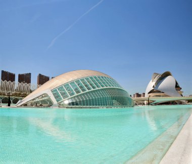 Valencia İspanya 'nın sanat ve bilim şehrindeki Hemisphere ve bilim müzesi..