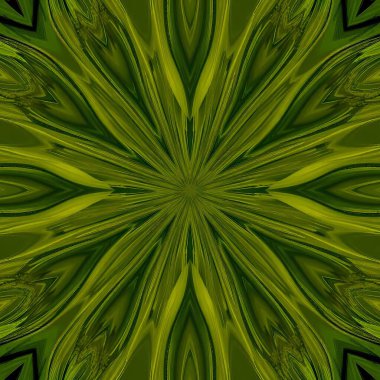 Bu büyüleyici soyut illüstrasyon karmaşık fraktal desenleri canlı psikedelik renklerle birleştirip çarpıcı bir görsel deneyim yaratıyor. Görüntü simetrik bir mandala benziyor.