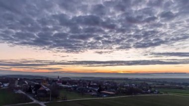 sunrise timelapse at Drrenmettstetten village in swabia germany with colorful sky