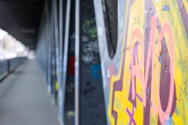 Renkli graffiti, Almanya 'nın Hamburg kentinde modern bir şehir yapısını dekore ediyor. Sanat eserleri cesur tasarımlar içerir ve şehrin dinamik sokak sanat sahnesinin bir parçasıdır. Keşif ve takdiri davet eder..